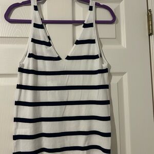 Molly Bracken Fitted White and Blue Tank Top